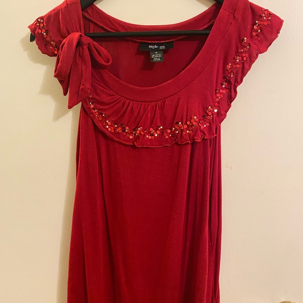 Style and Co red top with sequins